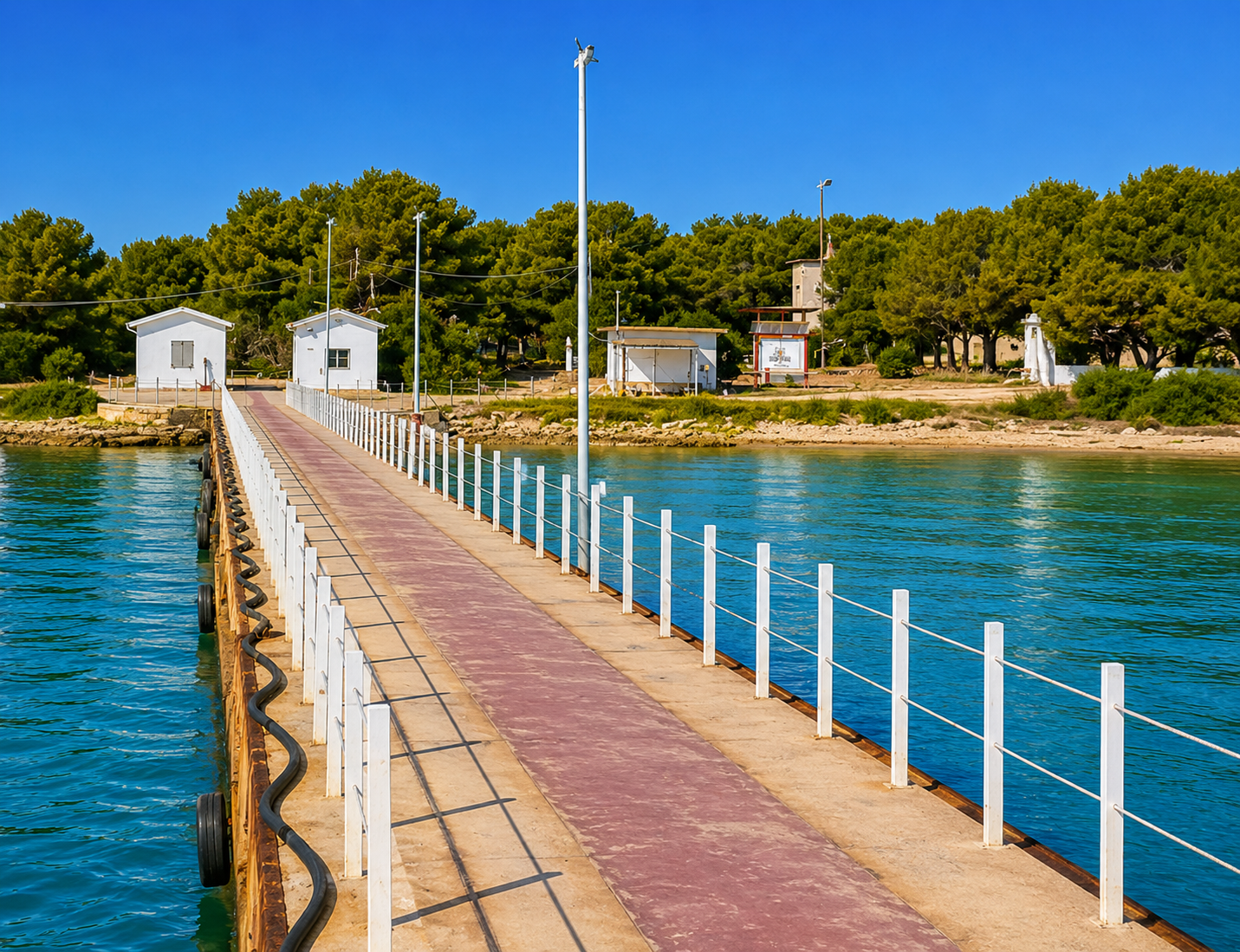 Molo dell'isola di San Pietro con motonavi Kyma